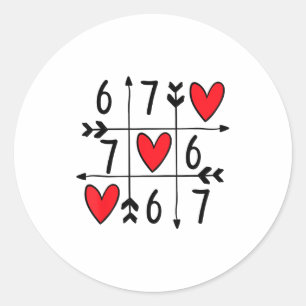 Six Seven Gamer 67 Valentines Day 6 7 Funny Classic Round Sticker