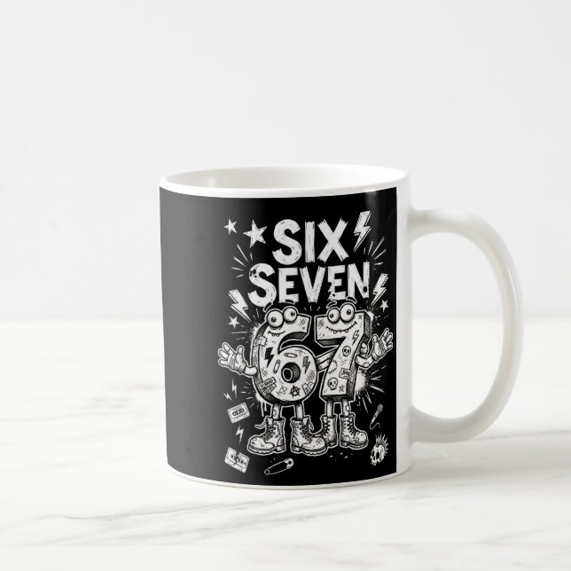 Six Seven Gen Alpha Brain Rot Meme Funny Viral Tre Coffee Mug (Right)