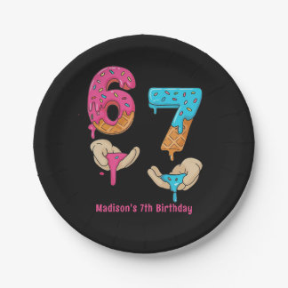 Six Seven Girl Birthday Paper Plate