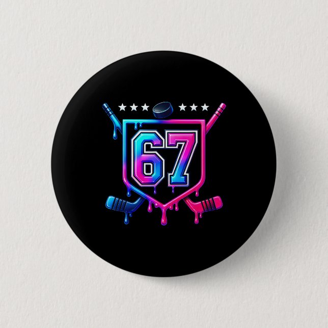 Six Seven Hockey Drip  2 Inch Round Button (Front)