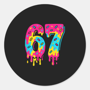 Six Seven Ice Cream Drip 67 Meme Gen Alpha Slang ( Classic Round Sticker