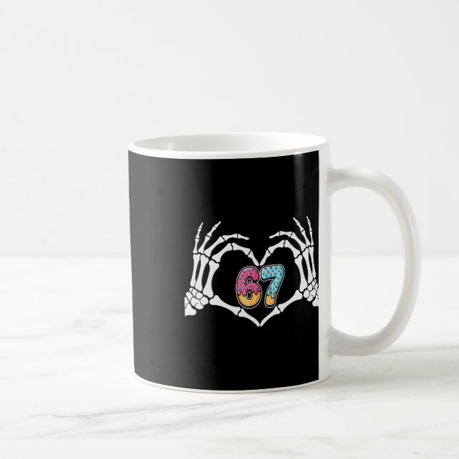 Six Seven Ice Cream Drip 67 Meme Skeleton Hands Si Coffee Mug (Right)
