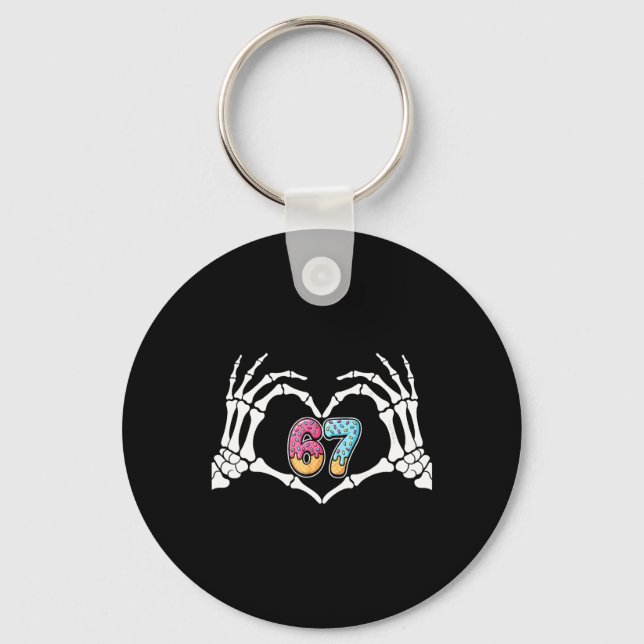 Six Seven Ice Cream Drip 67 Meme Skeleton Hands Si Keychain (Front)