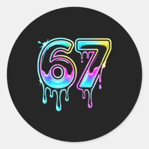 Six Seven Ice Cream Drip Cool Meme 67 Funny 6 7 Bo Classic Round Sticker