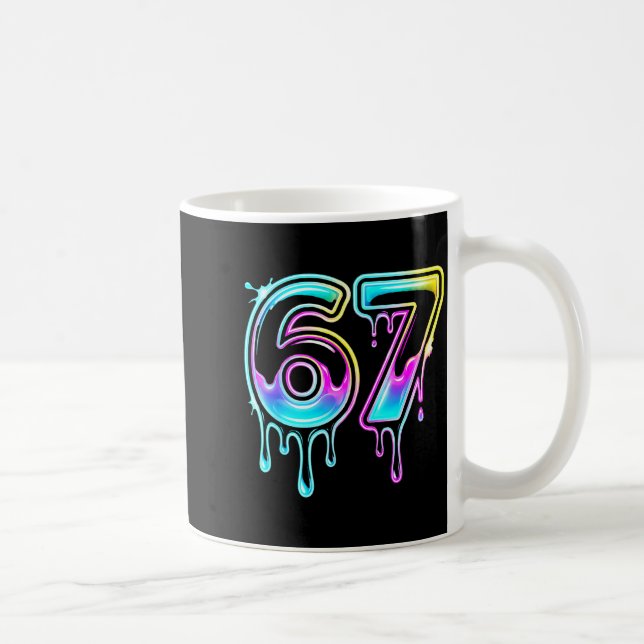Six Seven Ice Cream Drip Cool Meme 67 Funny 6 7 Bo Coffee Mug (Right)