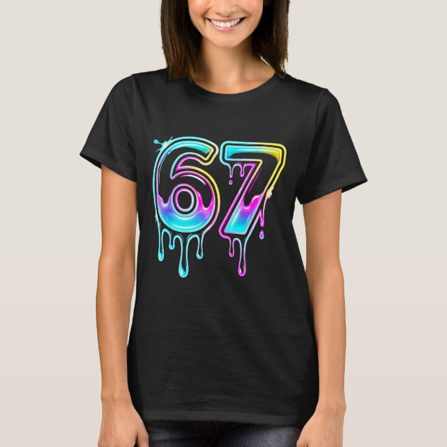 Six Seven Ice Cream Drip Cool Meme 67 Funny 6 7 Bo T-Shirt (Front)