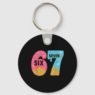 Six Seven Ice Cream Drip Cool Meme 67 Funny Drippi Keychain
