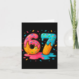 Six Seven Ice Cream Drip Cool Meme 67 Funny Number Card