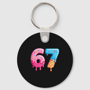 Six Seven Ice Cream Drip Cool Meme 67 Funny Number Keychain