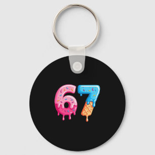 Six Seven Ice Cream Drip Cool Meme 67 Funny Number Keychain