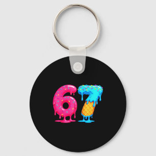 Six Seven Ice Cream Drip Cool Meme 67 Funny Number Keychain
