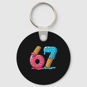 Six Seven Ice Cream Drip Cool Meme 67 Funny Number Keychain