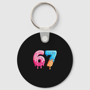 Six Seven Ice Cream Drip Cool Meme 67 Funny Number Keychain