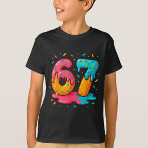 Six Seven Ice Cream Drip Cool Meme 67 Funny Number T-Shirt