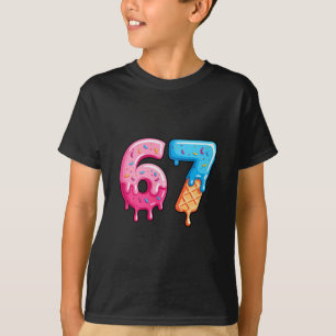 Six Seven Ice Cream Drip Cool Meme 67 Funny Number T-Shirt