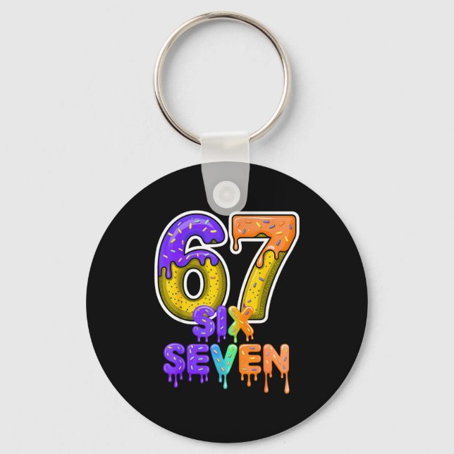 Six Seven Ice Cream Drip Gen Alpha Slang 6 7 Meme  Keychain (Front)