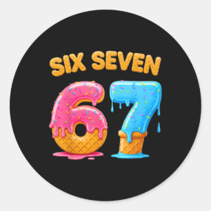 Six Seven Ice Cream Drip Gen Alpha Slang 6 7 Trend Classic Round Sticker