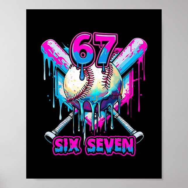 Six Seven Ice Cream Drip Gen Alpha Slang 6 7 Trend Poster (Front)