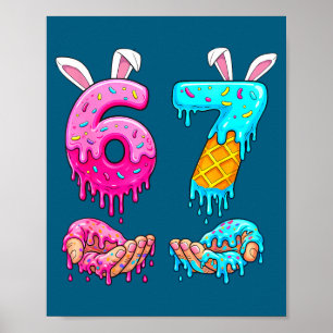 Six Seven Ice Cream Drip Kids Youth Funny 67 Hands Poster