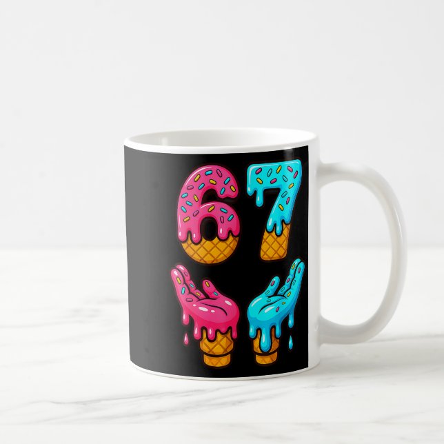 Six Seven Ice Cream Drip Meme 67 Funny Gen Alpha S Coffee Mug (Right)