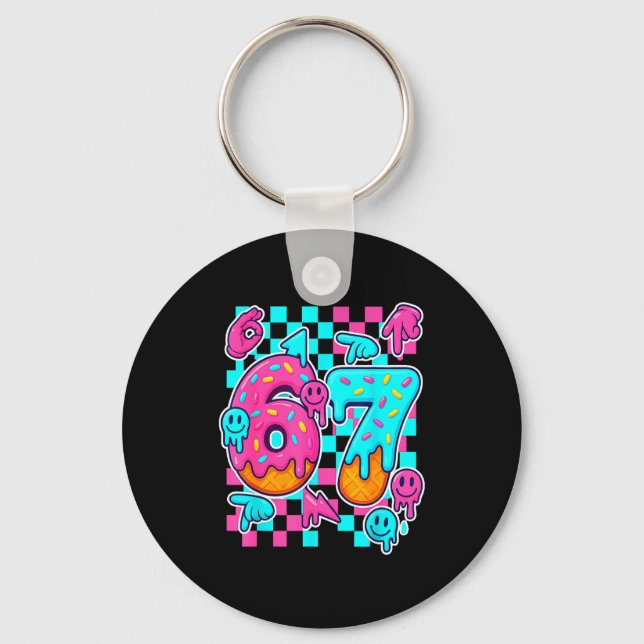 Six Seven Ice Cream Drip Meme 67 Funny Gen Alpha S Keychain (Front)