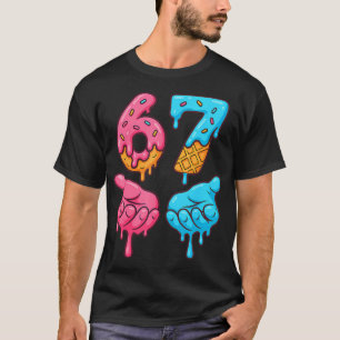 Six Seven Ice Cream Drip Meme 67 Funny Gen Alpha S T-Shirt