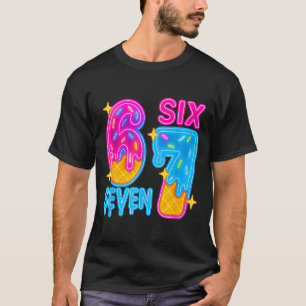 Six Seven Ice Cream Drip Meme 67 Funny Gen Alpha S T-Shirt
