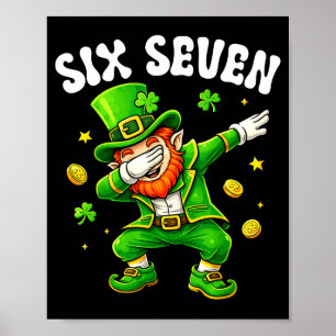 Six seven leprechaun dabbing 67 meme st patrick's poster