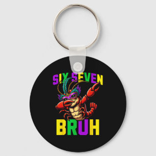 Six Seven Mardi Gras Bruh Dabbing Crawfish 67 Meme Keychain