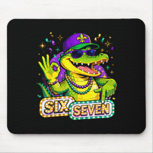 Six Seven Mardi Gras Gator Funny 67 Meme Quote _2 Mouse Pad
