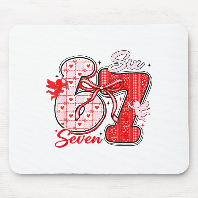 Six Seven Meme 67 Coquette Bow Valentines Women Gi Mouse Pad (Front)