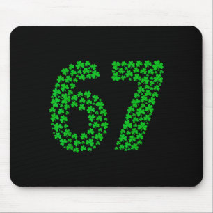 Six Seven Meme 67 St Patrick's Day Shamrocks Men W Mouse Pad