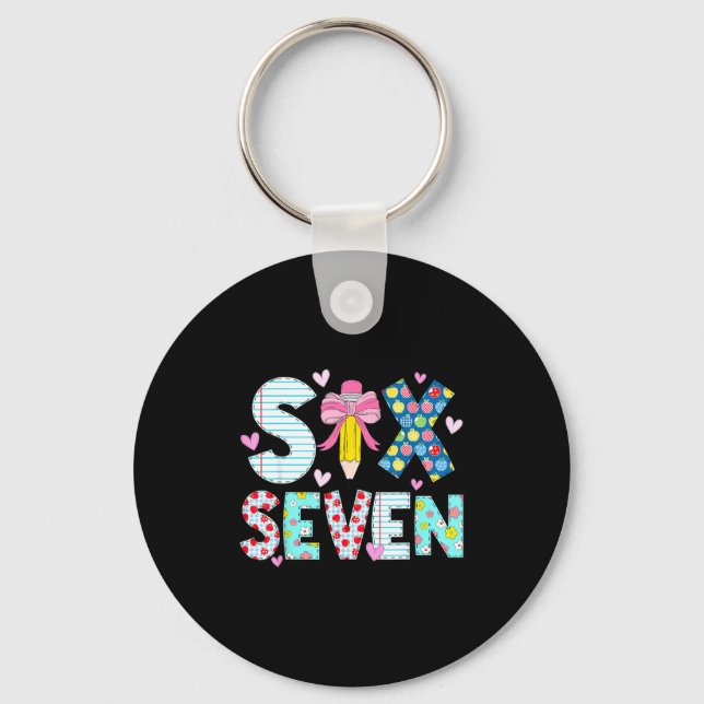 Six Seven Meme 67 Teacher Women Students Kids 6-7  Keychain (Front)
