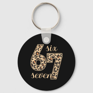 Six Seven Meme 6-7 Number Leopard Print Gen Z Gen Keychain