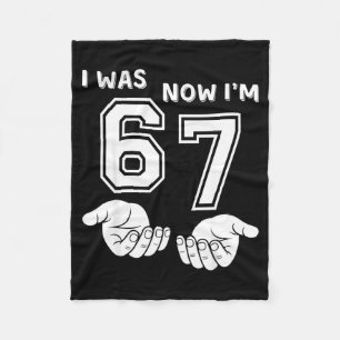 Six Seven Meme 7 Year Old Birthday Shirt Was 6 Now Fleece Blanket