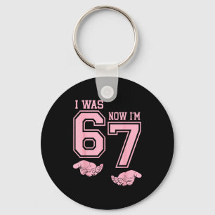 Six Seven Meme 7 Year Old Birthday Shirt Was 6 Now Keychain