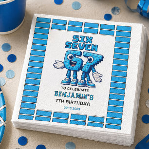 Six Seven Meme 7th Birthday   Funny Trendy Napkin