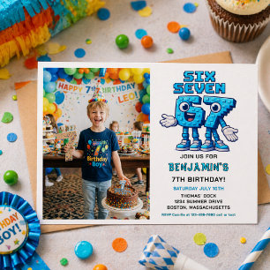 Six Seven Meme 7th Birthday Party   Funny Trendy Invitation