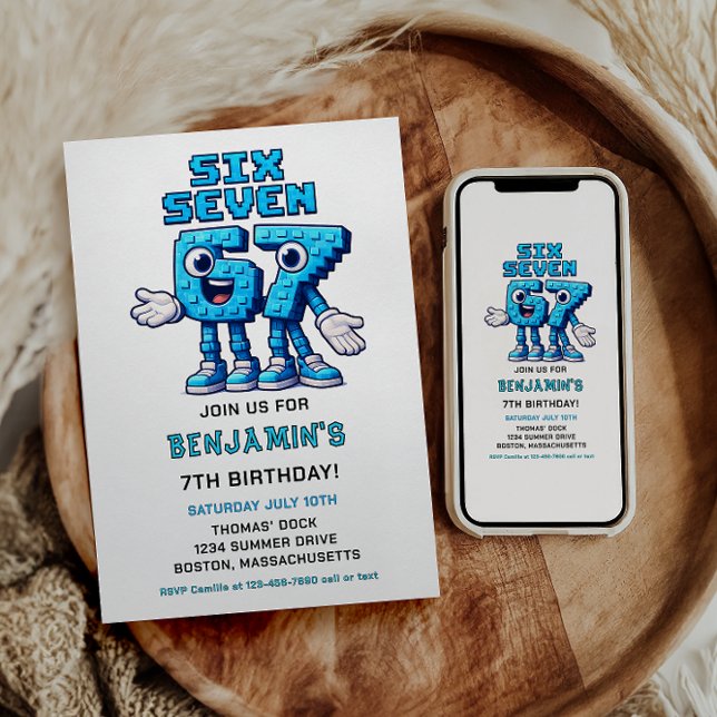 Six Seven Meme 7th Birthday Party | Funny Trendy  Invitation (Six Seven Meme 7th Birthday Party | Funny Trendy Invitation
)