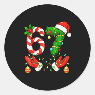 Six Seven Meme Christmas 67 Santa Funny Christmas  Classic Round Sticker