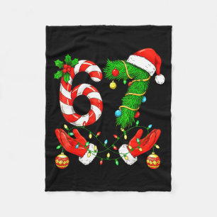 Six Seven Meme Christmas 67 Santa Funny Christmas  Fleece Blanket
