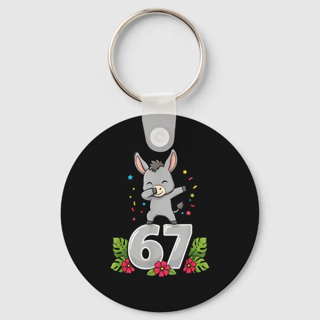 Six Seven Meme Dabbing Baby 67 Funny Gen Z Apha  Keychain (Front)
