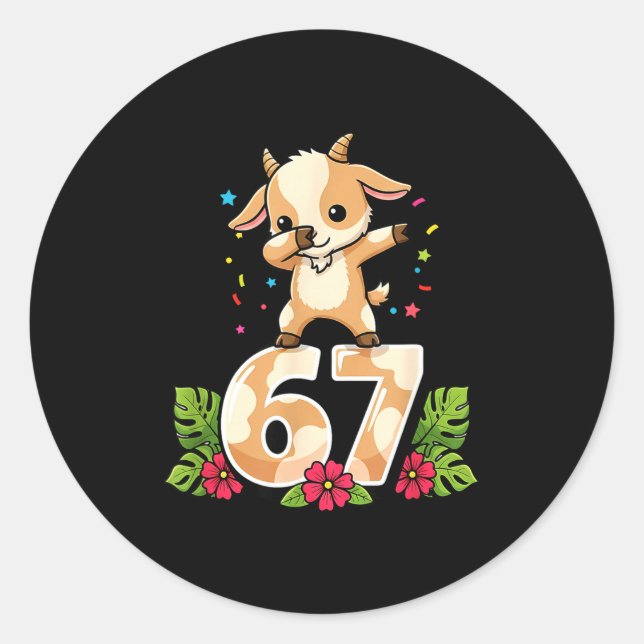 Six Seven Meme Dabbing Baby Goat 67 Funny Gen Z Ap Classic Round Sticker (Front)