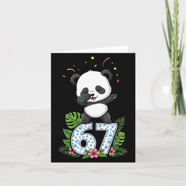 Six Seven Meme Dabbing Baby Panda 67 Funny Gen Z A Card (Front)