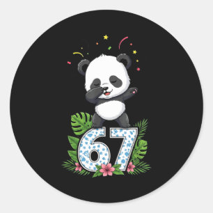 Six Seven Meme Dabbing Baby Panda 67 Funny Gen Z A Classic Round Sticker