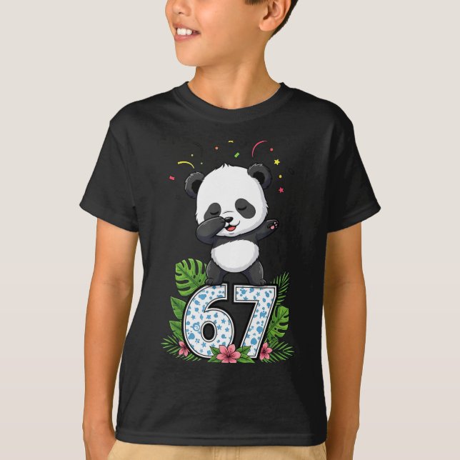 Six Seven Meme Dabbing Baby Panda 67 Funny Gen Z A T-Shirt (Front)