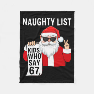 Six Seven Meme Funny Christmas Naughty List Kids W Fleece Blanket