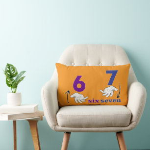 six seven meme funny cool hands lumbar pillow