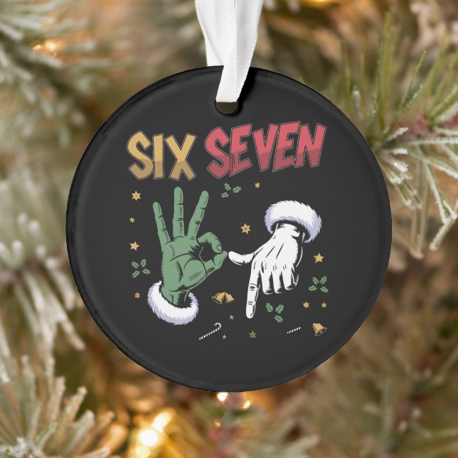 Six Seven Meme Funny Mean Guy Christmas Viral 6 7  Ornament (Tree)