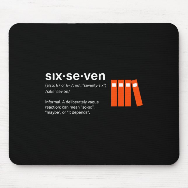 Six Seven Meme Reading Book Lover 6-7 Funny 67 Def Mouse Pad (Front)